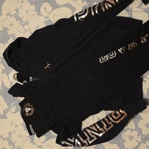 PINK Leggings and zip sweatshirt.